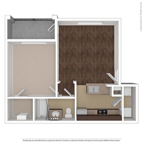1 Bed 1 Bath, 652 Square-Foot Floor Plan at Orion McCord Park, Little Elm, TX