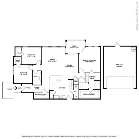 3 bedroom 2 bath Floor Plan at Orion McCord Park, Little Elm, Texas