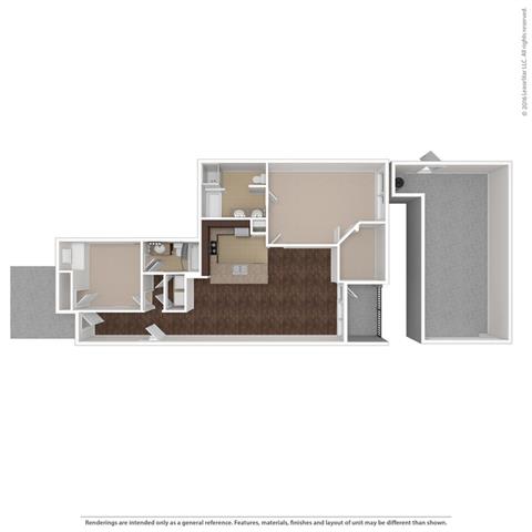 Nova 2 Bed 2 Bath, 1260 Square-Foot Floor Plan at Orion McCord Park, Little Elm, Texas
