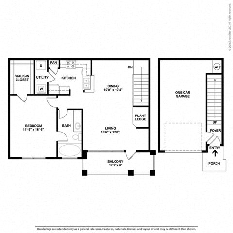 Aurora 1 Bedroom 1 Bath Floor Plan at Orion McKinney, McKinney, Texas