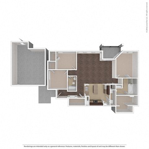 Lunar 3 Bed 2 Bath, 1586 Square-Foot Floor Plan at Orion McKinney, Texas