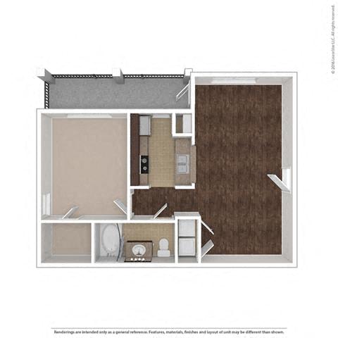 Eclipse 1 Bed 1 Bath, 726 Square-Foot Floor Plan at Orion Prosper, Prosper, Texas