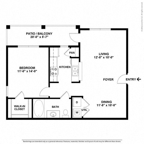 Eclipse 1 Bedroom 1 Bathroom Floor Plan at Orion Prosper, Prosper