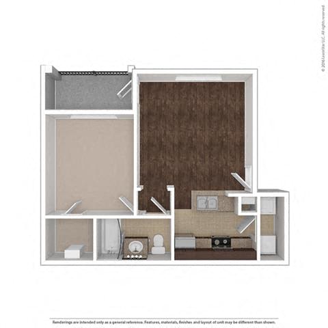 1 Bed 1 Bath, 650 Square-Foot Halo Floor Plan at Orion Prosper, Prosper, TX, 75078