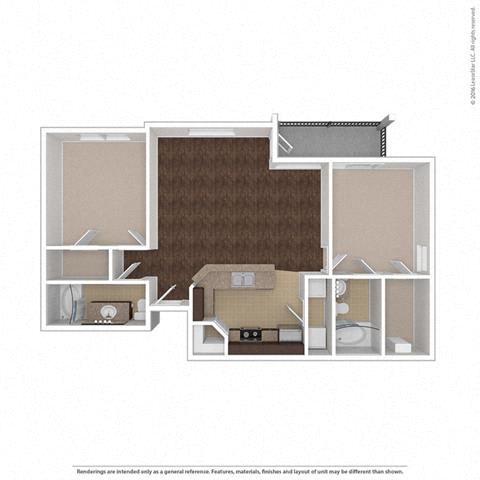 Pandora 2 Bed 2 Bath, 1170 Square-Foot Floor Plan at Orion Prosper, Prosper, 75078