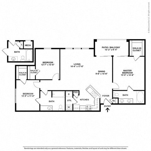 3 bedroom 2 bath Floor Plan at Orion Prosper, Texas, 75078