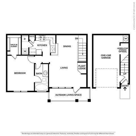 Cassini 1 Bedroom 1 Bathroom Floor Plan at Orion Prosper Lakes, Prosper, TX, 75078