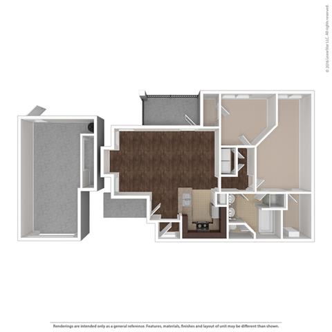 Electra 2 Bed 1 Bath, 1088 Square-Foot Floorplan at Orion Prosper Lakes, Prosper, 75078