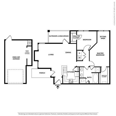 2 Bedroom 1 Bath Floor Plan at Orion Prosper Lakes, Prosper, Texas