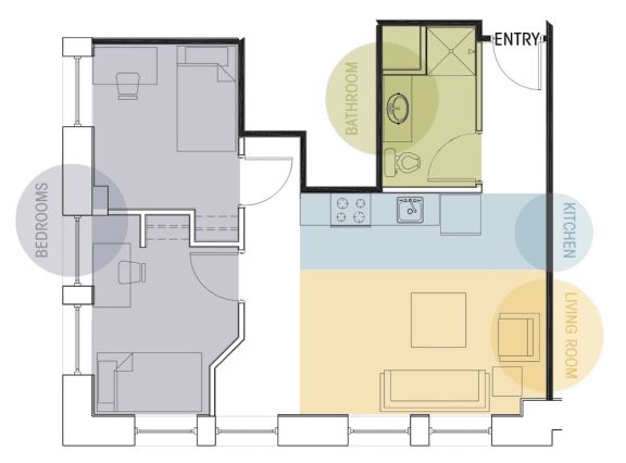 Two Bedroom One Bath Floor Plan Lofts @ 5 Lyon Grand Rapids Michigan