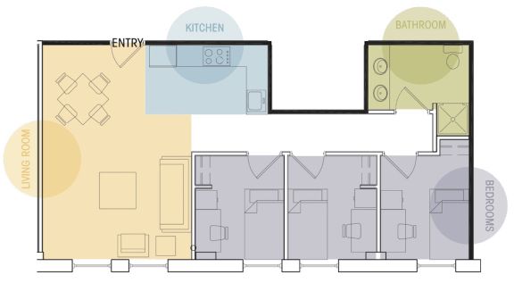 Three Bedroom One Bath Floor Plan Lofts @ 5 Lyon Grand Rapids Michigan