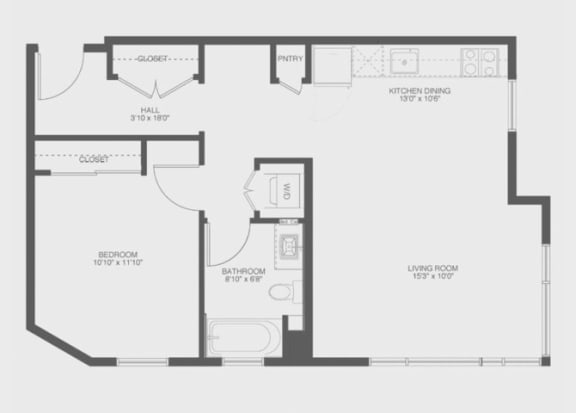 1 Bed 1 Bath Anchor Floor Plan 1 Bed 1 Bath Anchor Floor Plan at The Gantry, California, 94107