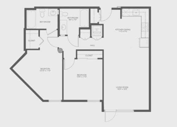 2 Bed 2 Bath Ballast Floor Plan 2 Bed 2 Bath Ballast Floor Plan at The Gantry, San Francisco, 94107