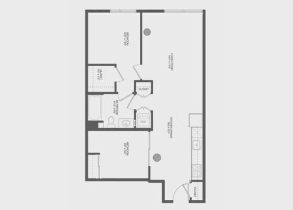 2 Bed 1 Bath Kevel Floor Plan 2 Bed 1 Bath Kevel Floor Plan at The Gantry, California