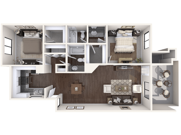 2Bedroom Floor Plan at Morningside at Scottsdale Ranch, Scottsdale, Arizona