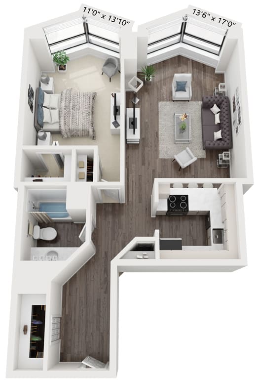A3 Floor Plan | 766 Sq. Ft. at North Harbor Tower, Chicago, Illinois