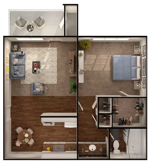 A1 Floor Plan at Elevation Apartments, Tucson, 85718