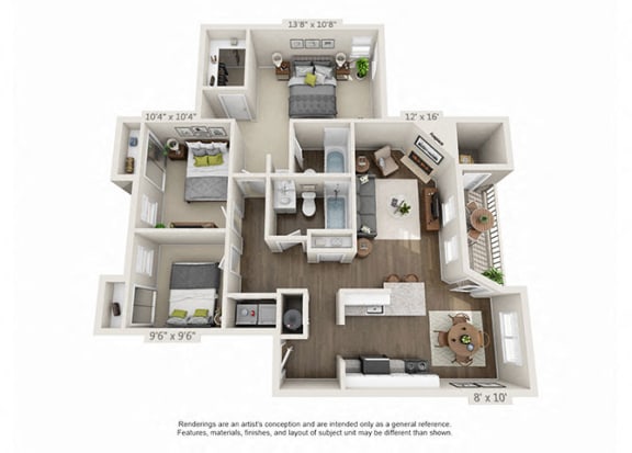 Renovated 3 Bed 2 Bath Floor Plan Renovated 3 Bed 2 Bath Floor Plan at Heatherbrae Commons, Milwaukie, OR