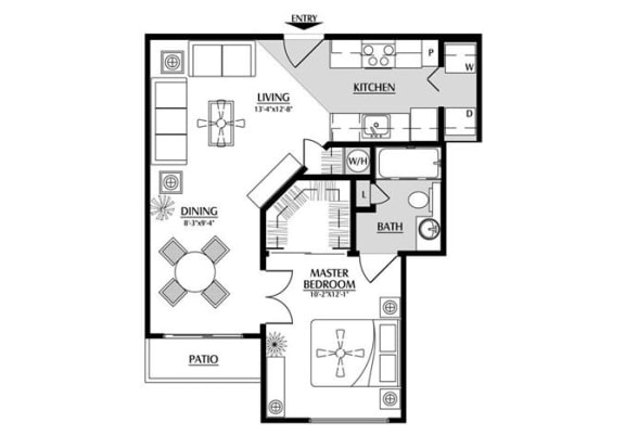 1 bedroom floor plan | Element Deer Valley Apartments Phoenix, Arizona