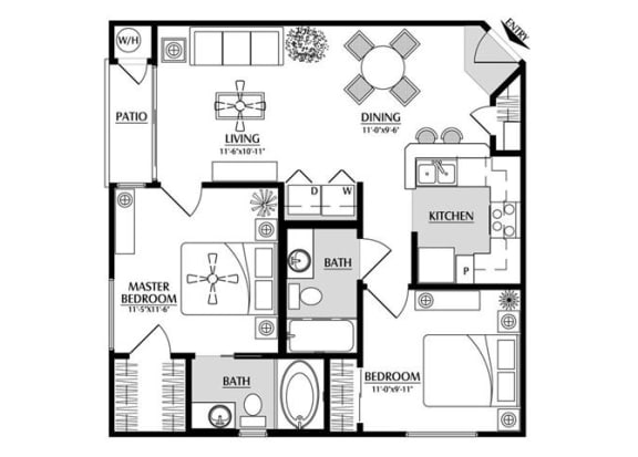 2 bedroom floor plan | Element Deer Valley Apartments Phoenix, Arizona
