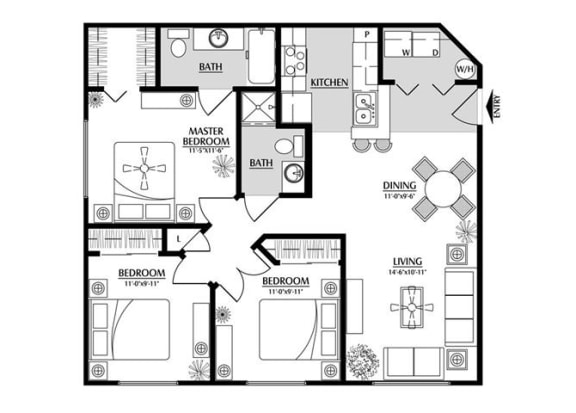 3 bedroom floor plan | Element Deer Valley Apartments Phoenix, Arizona
