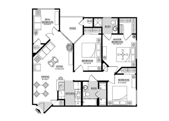 3 bedroom floor plan | Element Deer Valley Apartments Phoenix, Arizona