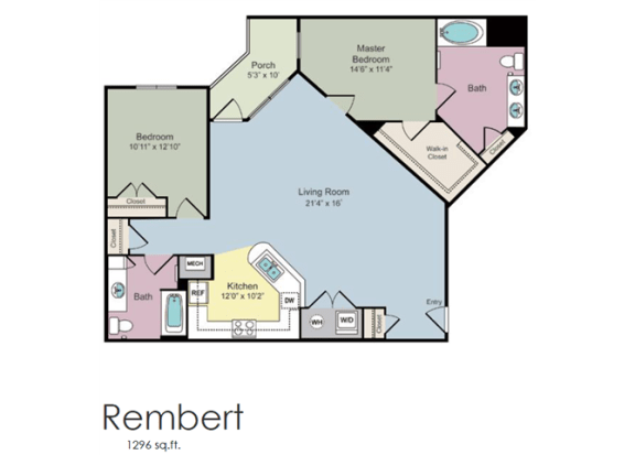 2 bedroom floor plan | The Tribute Apartments in Raleigh, NC