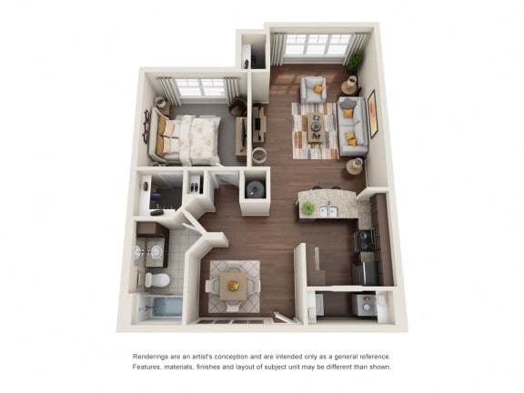 One Bedroom | One Bathroom | Equus Run Floor Plan One Bedroom | One Bathroom | Equus Run Floor Plan at The Gentry at Hurstbourne, Kentucky, 40222