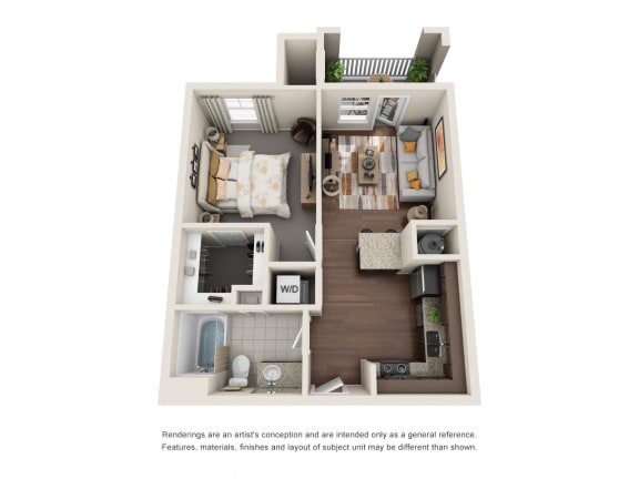 One Bedroom | One Bathroom | Serendipity Floor Plan One Bedroom | One Bathroom | Serendipity Floor Plan at The Gentry at Hurstbourne, Louisville
