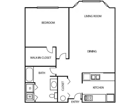 1 Bedroom 1 Bathroom A2 Floorplan at Axcess 15 Apartments, Portland, 97232