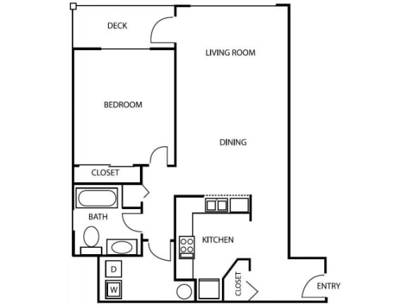 1 Bedroom 1 Bathroom A3 Floorplan at Axcess 15 Apartments, Portland, Oregon