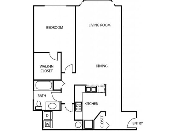 1 Bedroom 1 Bathroom A4 Floorplan at Axcess 15 Apartments, Oregon, 97232