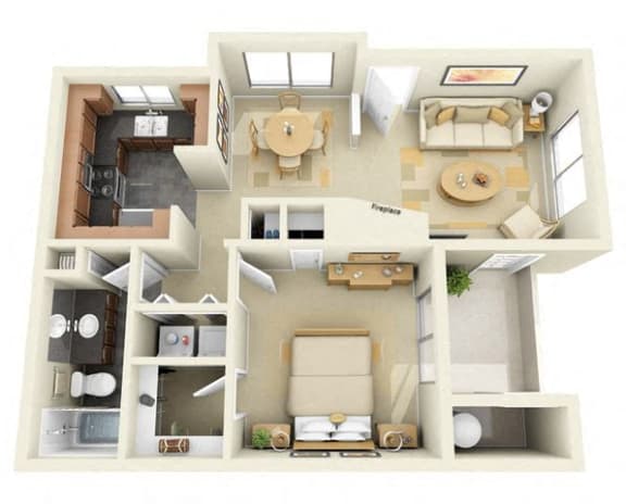Floor Plan  1 Bedroom 1 Bathroom Floor Plan