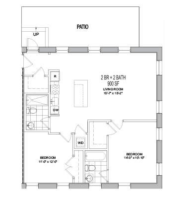  Floor Plan 2 Bed/2 Bath