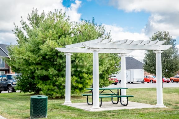 Gazebo With Multiple Built-In Stainless Barbecue Grills at Bradford Place Apartments, Indiana, 47909