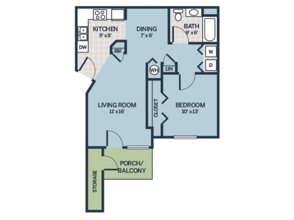 one bedroom floor plan apartment
