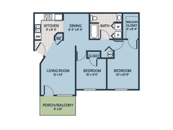 two bedroom floor plan apartment