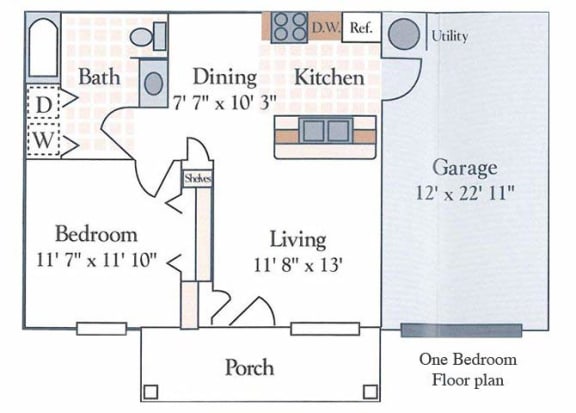 floor plan one bedroom apartment