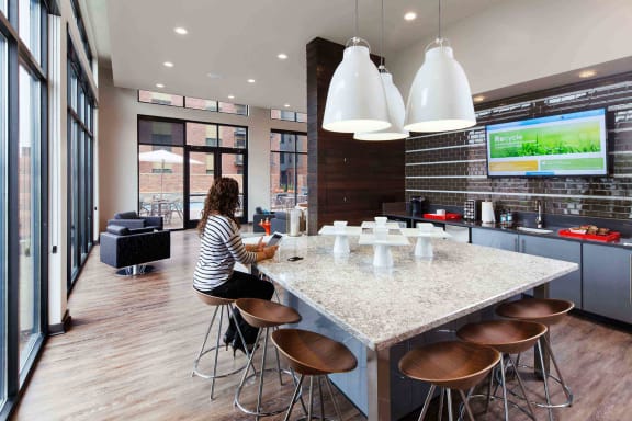 Dining area at CityWay Apartments, Indiana