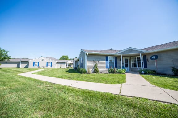 grass area in front of apartment