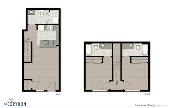 Floor Plan  Townhome TH3 FloorPlan at The Corydon, Seattle, WA