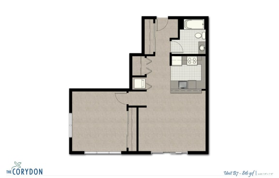 Floor Plan  One Bedroom B7 FloorPlan at The Corydon, Washington