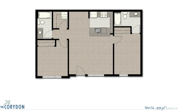Floor Plan  Two Bedroom C4 FloorPlan at The Corydon, Seattle, WA