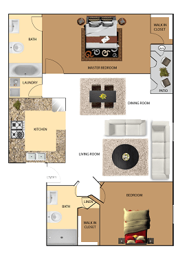 2 bedroom 2 bathroom condo at Borgata Condominiums Apartments , Las Vegas, Nevada, 89103