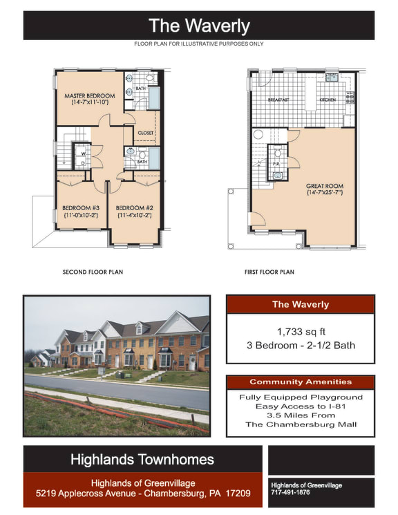 3 Bedroom 2.5 Bathroom Floor Plan at Highlands of Greenvillage*, Chambersburg
