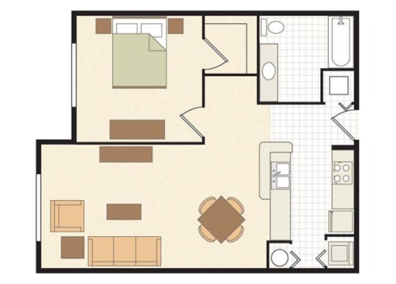 One Bedroom One Bathroom Floor Plan 692 Square Feet