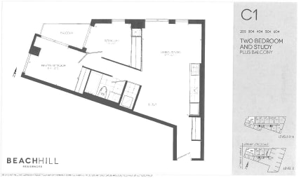 BeachHill Apartments 2 bedroom + 1 bathroom apartment floor plan in Toronto, ON