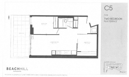 BeachHill Apartments 2 bedroom + 1 bathroom penthouse apartment floor plan in Toronto, ON