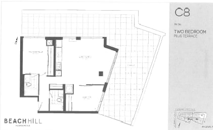 BeachHill Apartments 2 bedroom + 2 bathroom penthouse apartment floor plan in Toronto, ON