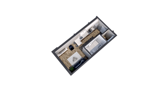 Howe studio one bedroom 3D floor plan at The Central near downtown Minneapolis MN